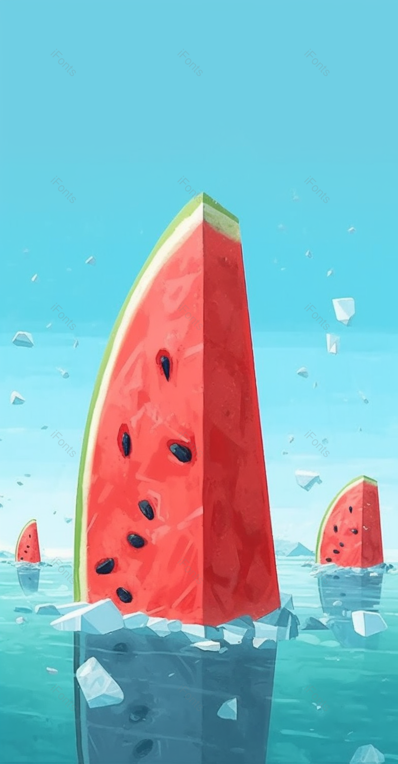 在湖面上飘荡的西瓜插画,插画/手绘图,插画/手绘图库,插画/手绘图下载,插画/手绘